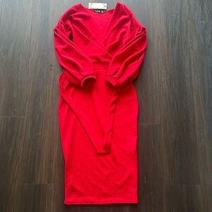 Boohoo Red Wrap Dress NWT size 8